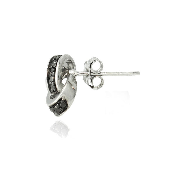 Sterling Silver Black Diamond Accent Love Knot Stud Earrings