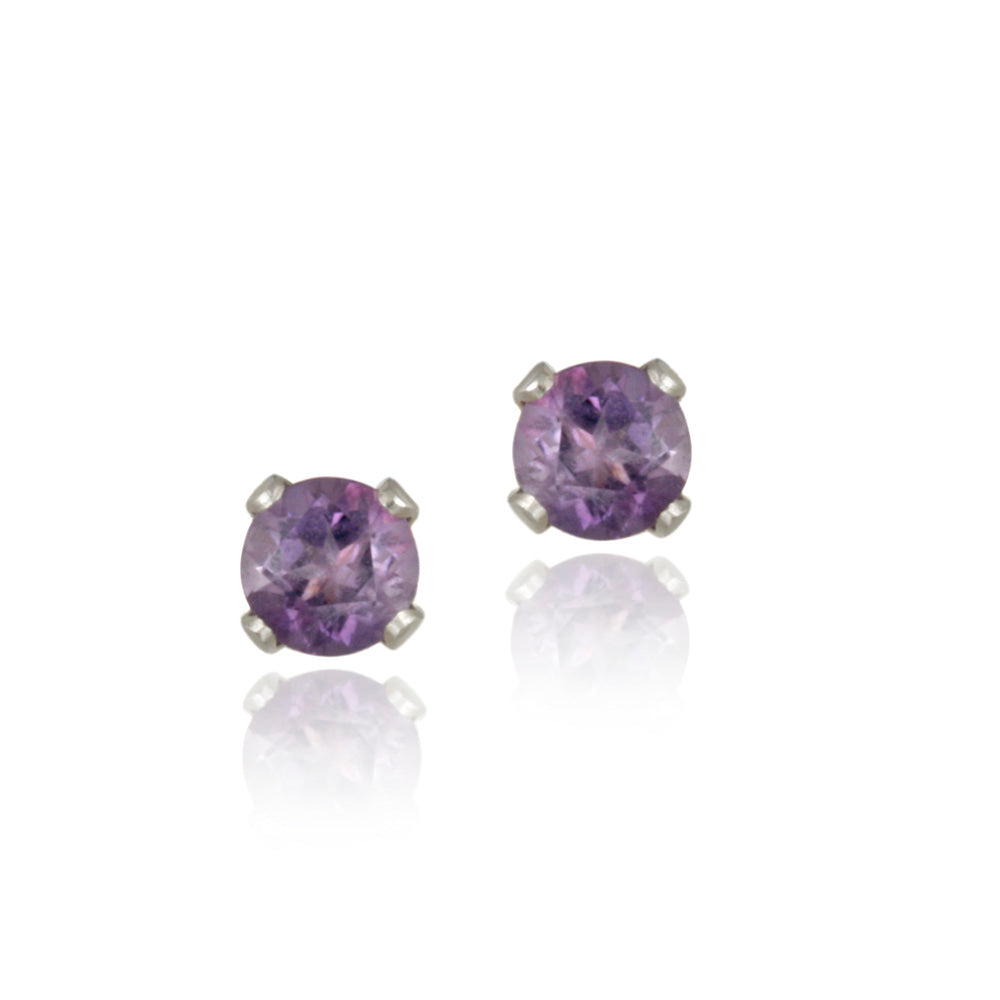 Sterling Silver 1/5ct Amethyst Stud Earrings, 3mm