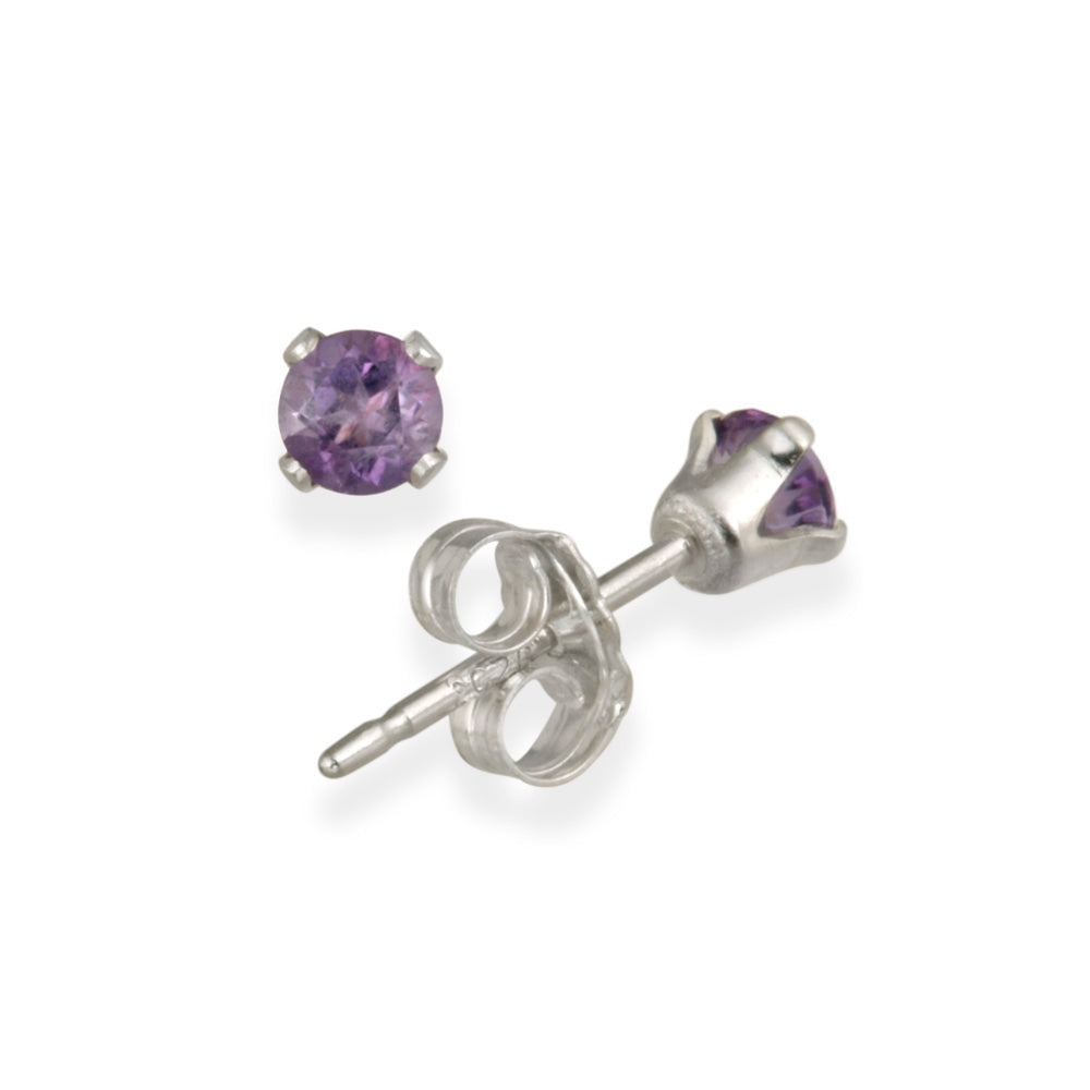 Sterling Silver 1/5ct Amethyst Stud Earrings, 3mm-2