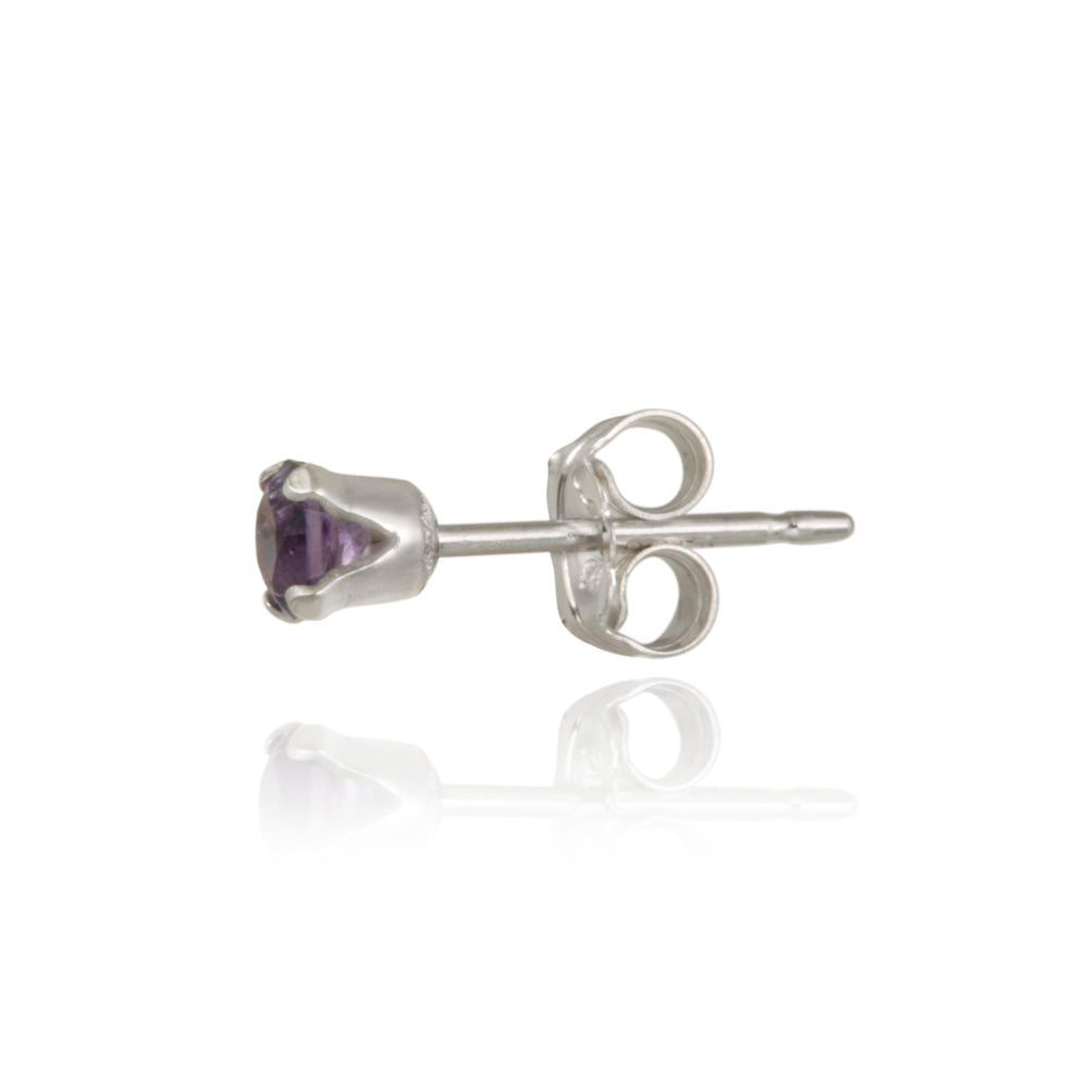 Sterling Silver 1/5ct Amethyst Stud Earrings, 3mm-3