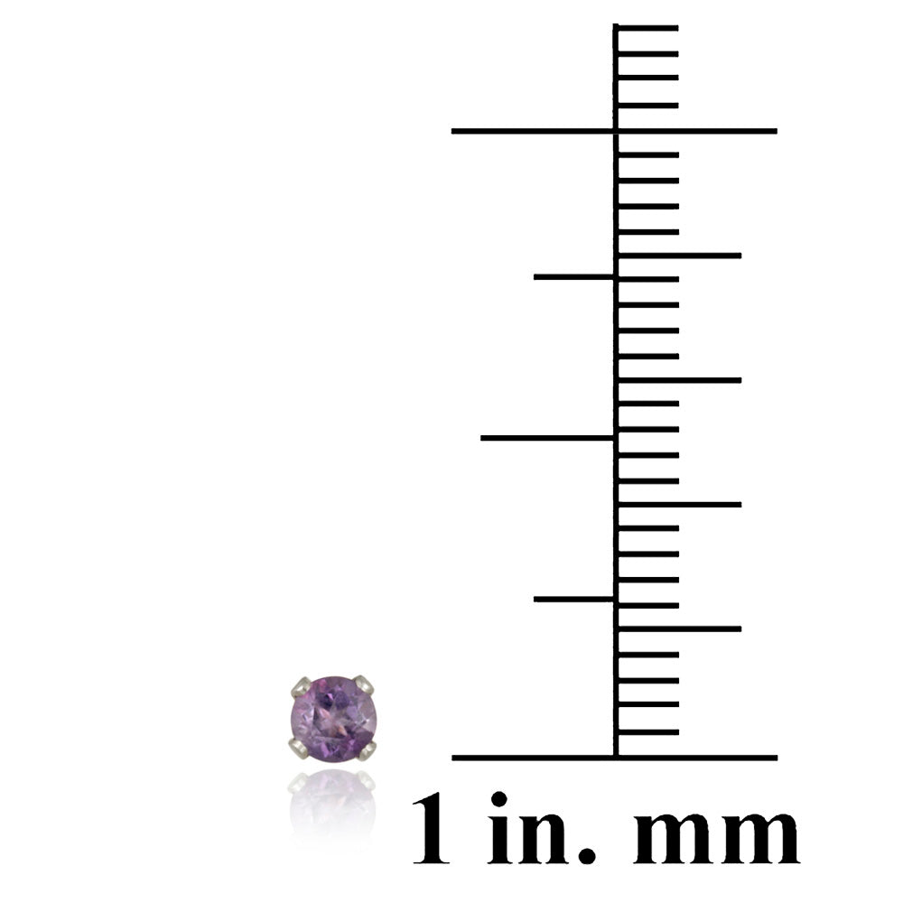 Sterling Silver 1/5ct Amethyst Stud Earrings, 3mm-4