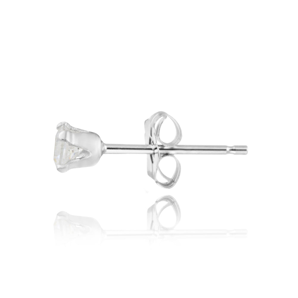 Sterling Silver 1/5 ct CZ Stud Earrings, 3mm-2