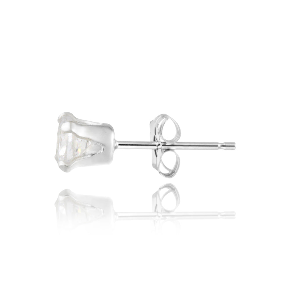 Sterling Silver 1/2 ct CZ Stud Earrings, 4mm-2