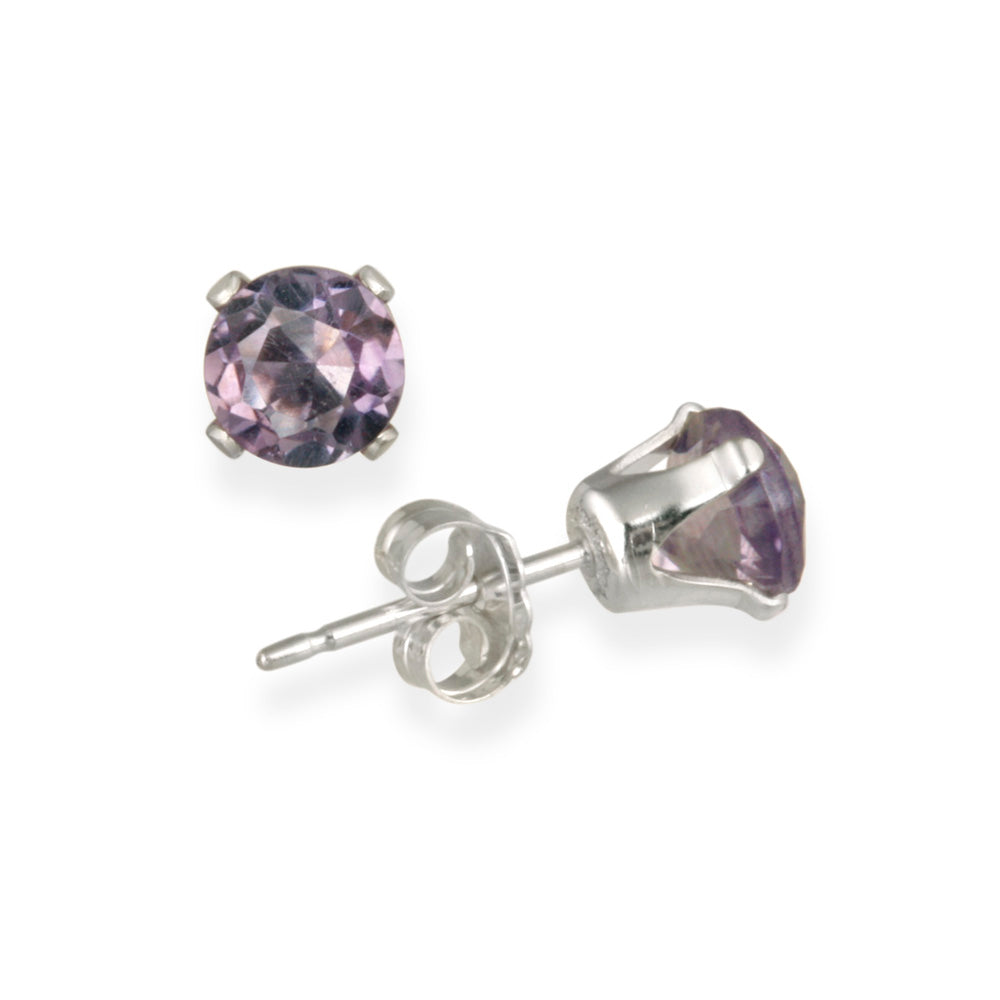 Sterling Silver 4/5ct Amethyst Stud Earrings, 5mm-2