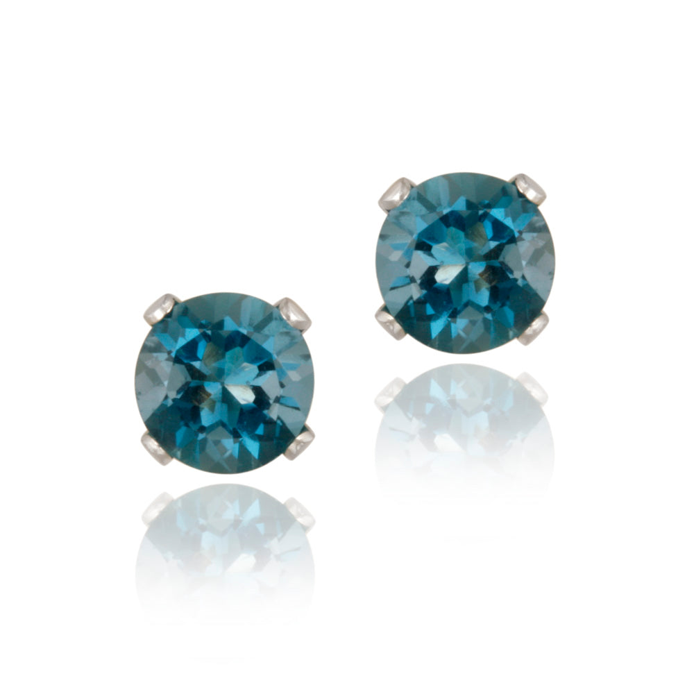 Sterling Silver 1.1ct London Blue Topaz Stud Earrings, 5mm