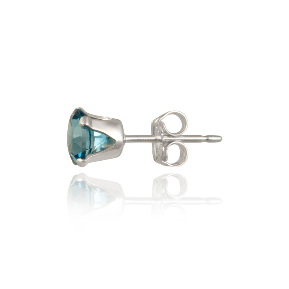 Sterling Silver 1.1ct London Blue Topaz Stud Earrings, 5mm-3