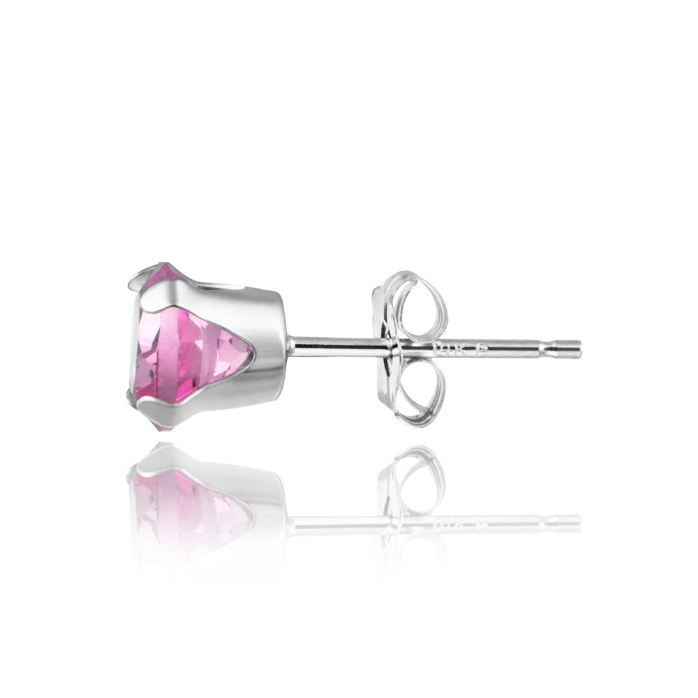 Sterling Silver 1 ct Light Pink CZ Stud Earrings, 5mm-2