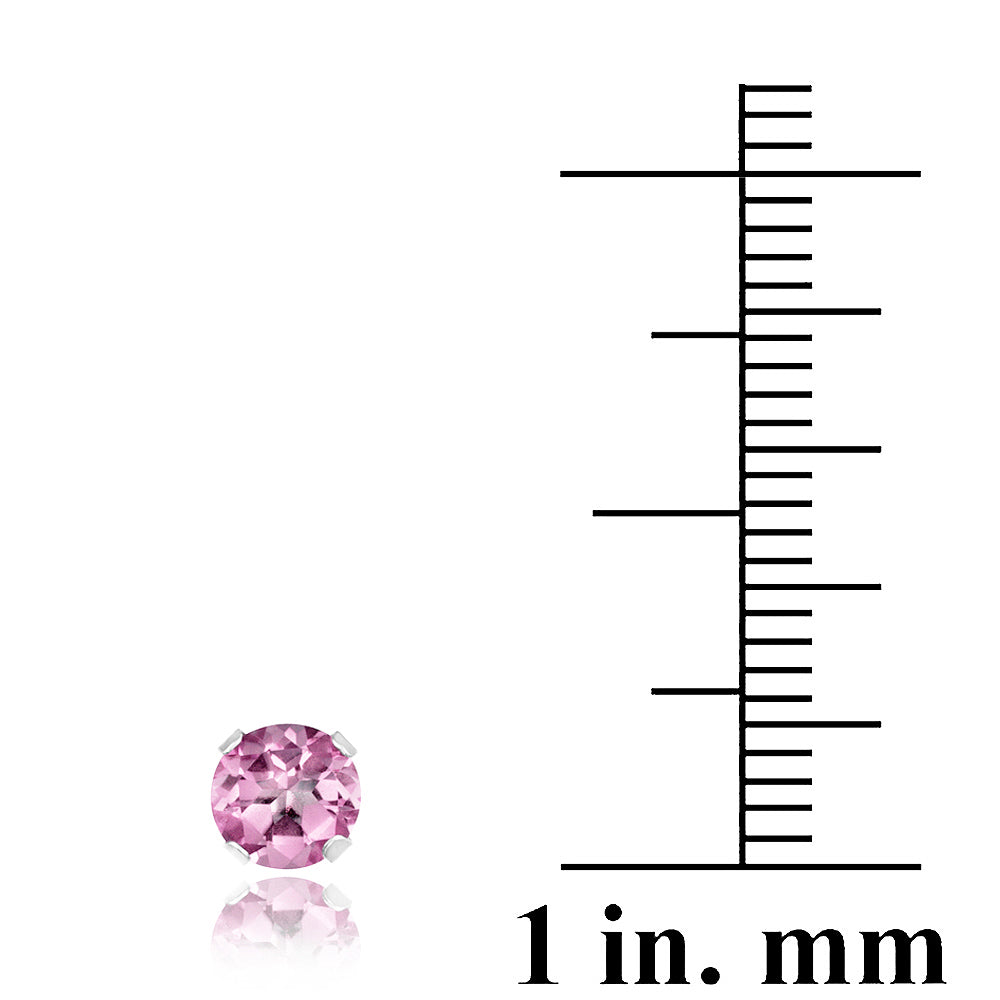 Sterling Silver 1 ct Light Pink CZ Stud Earrings, 5mm-3