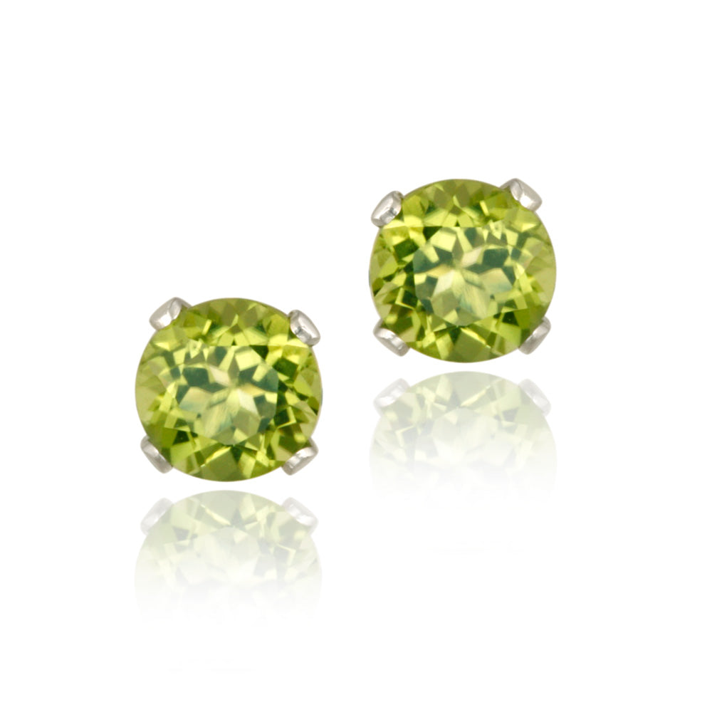 Sterling Silver 1.1ct Peridot Stud Earrings, 5mm-2
