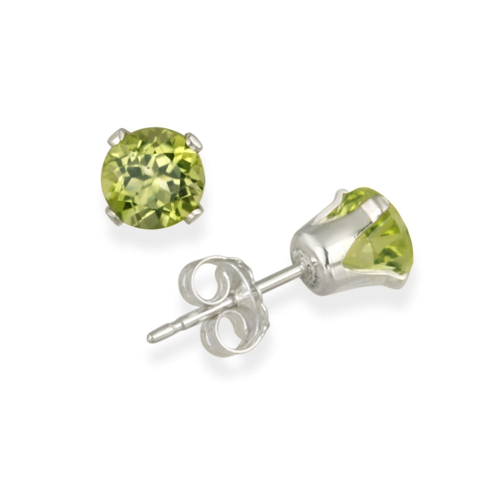 Sterling Silver 1.1ct Peridot Stud Earrings, 5mm-3
