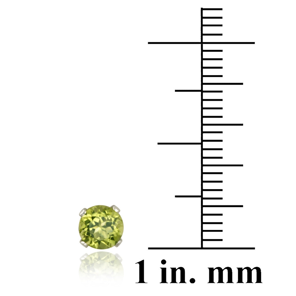 Sterling Silver 1.1ct Peridot Stud Earrings, 5mm-5