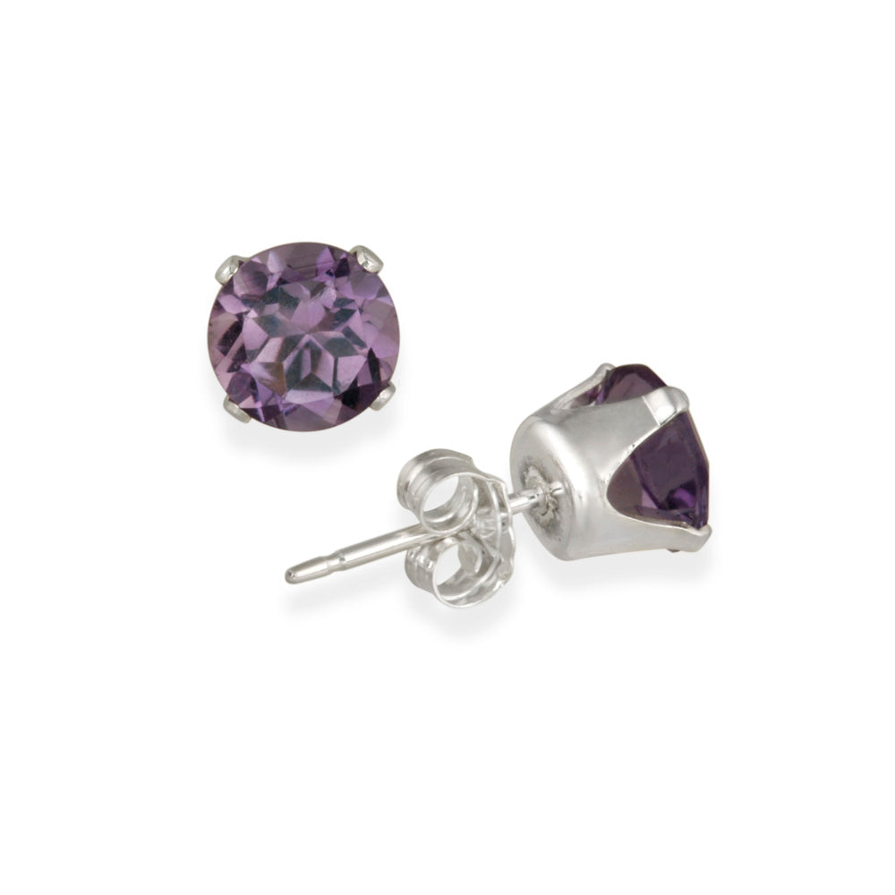 Sterling Silver 1.5ct Amethyst Stud Earrings, 6mm-2