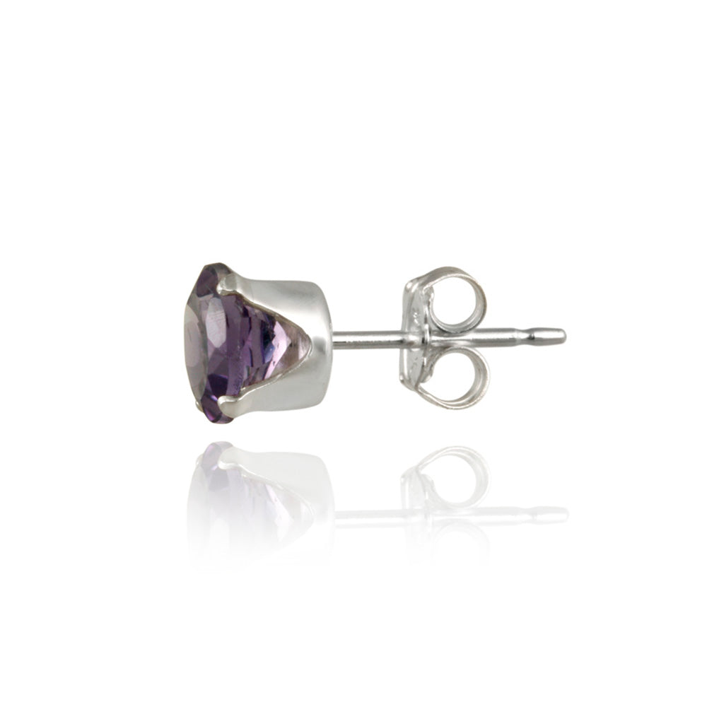 Sterling Silver 1.5ct Amethyst Stud Earrings, 6mm-3