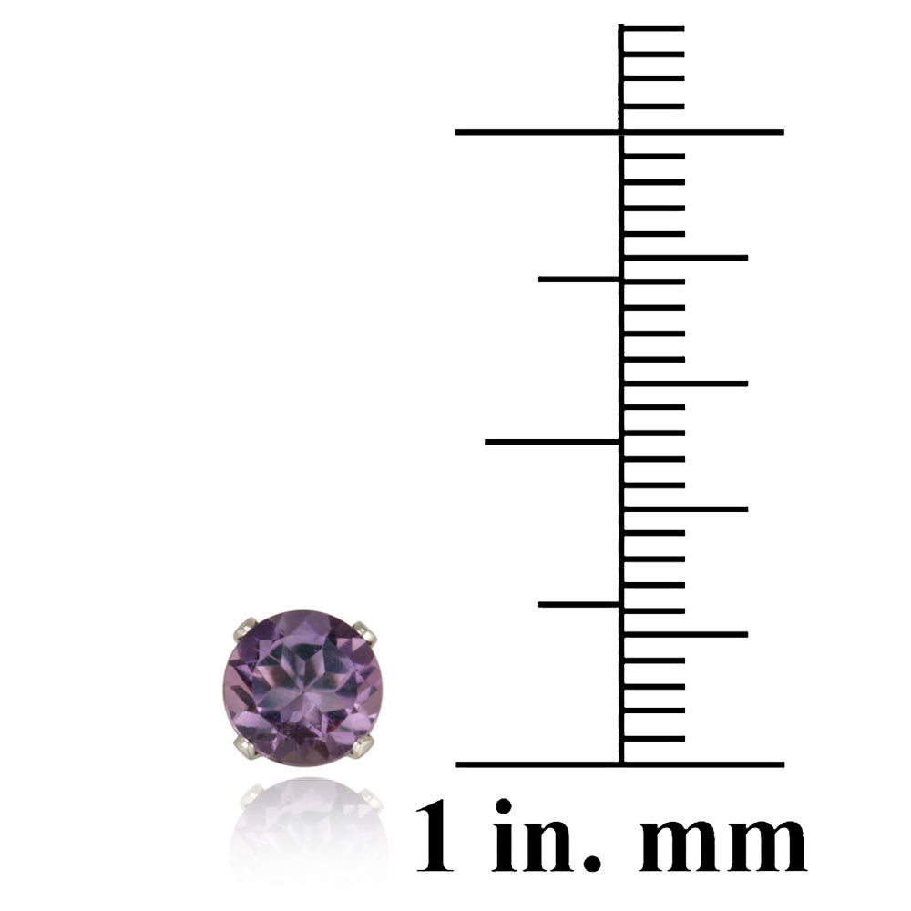 Sterling Silver 1.5ct Amethyst Stud Earrings, 6mm-4