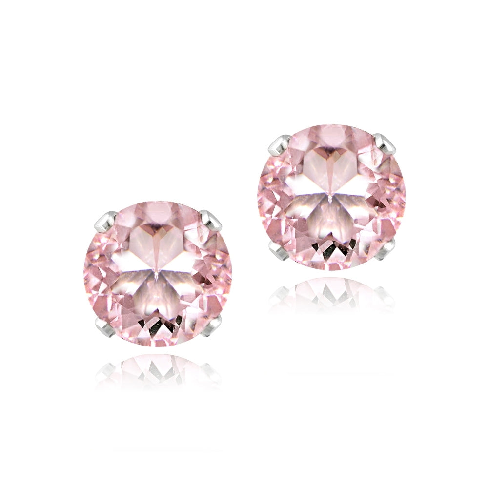 Sterling Silver 2ct Morganite Topaz Stud Earrings, 6mm