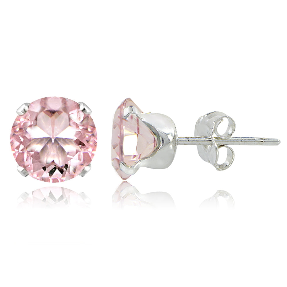 Sterling Silver 2ct Morganite Topaz Stud Earrings, 6mm-2