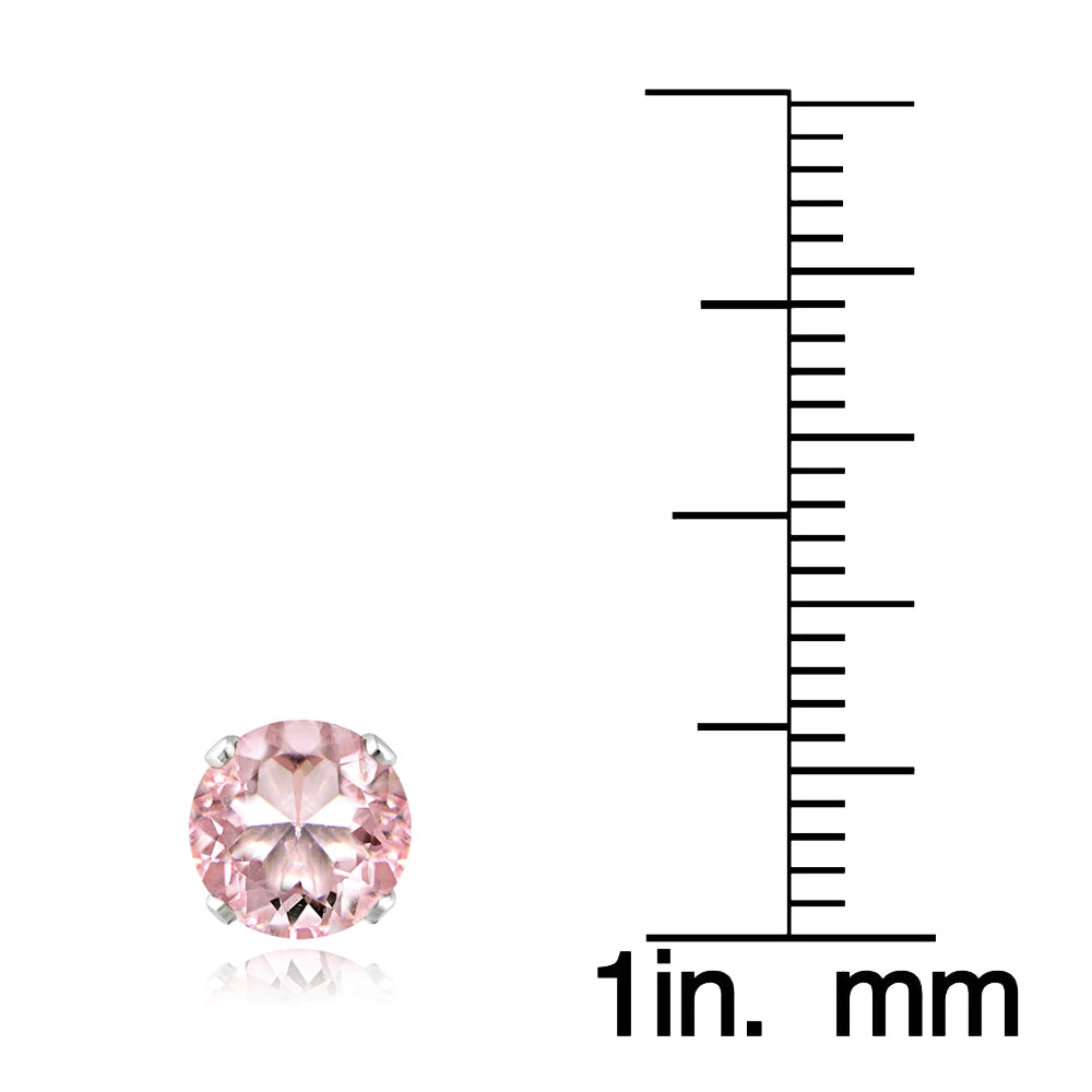 Sterling Silver 2ct Morganite Topaz Stud Earrings, 6mm-3