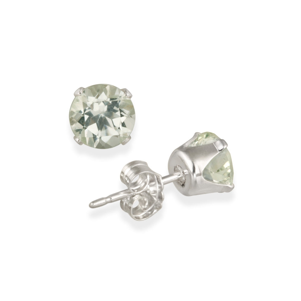 Sterling Silver 1.5ct Green Amethyst Stud Earrings, 6mm-3