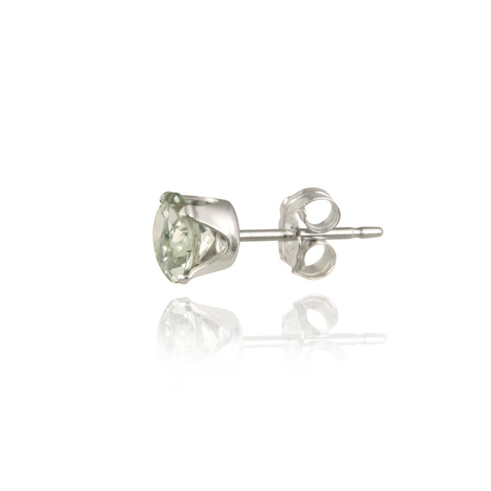 Sterling Silver 1.5ct Green Amethyst Stud Earrings, 6mm-4