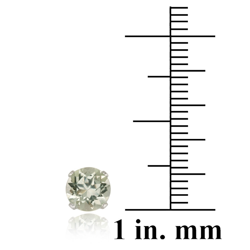 Sterling Silver 1.5ct Green Amethyst Stud Earrings, 6mm-5