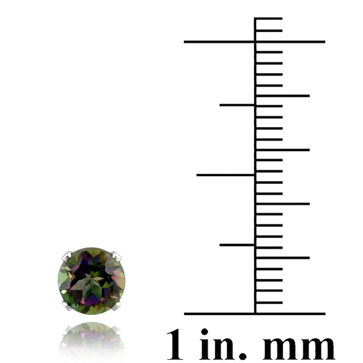 thumbnail image 2 of Green Mystic Topaz Stud Earrings – 6mm, Sterling Silver 925 – Butterfly Fastening – Heat & Irradiated 2 of 5