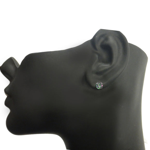 Sterling Silver  Green Mystic Topaz Stud Earring