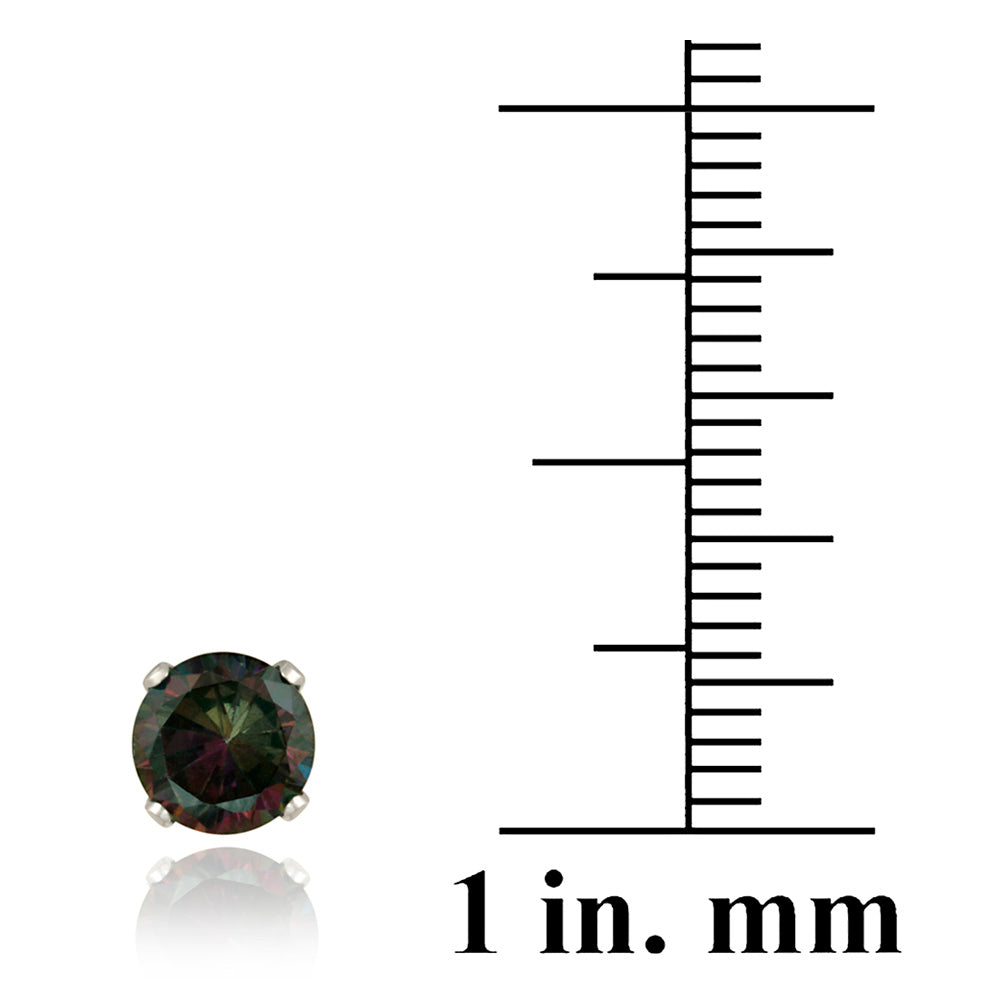 Sterling Silver Green Mystic Topaz CZ Stud Earrings, 6mm-3