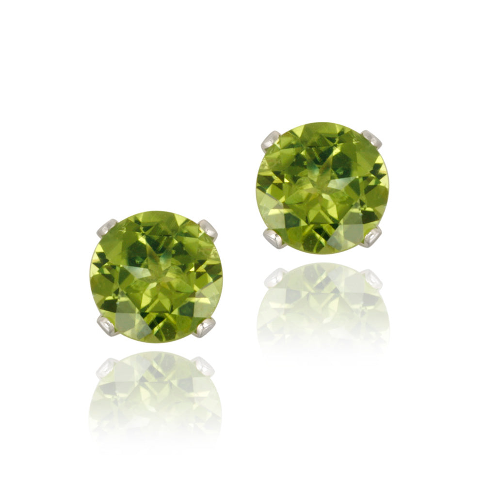 Sterling Silver 1.8ct Peridot Stud Earrings, 6mm-2