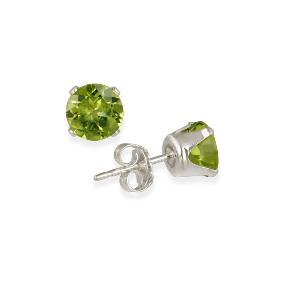 Sterling Silver 1.8ct Peridot Stud Earrings, 6mm-3