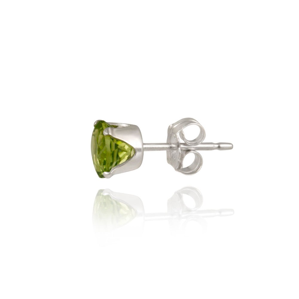 Sterling Silver 1.8ct Peridot Stud Earrings, 6mm-4