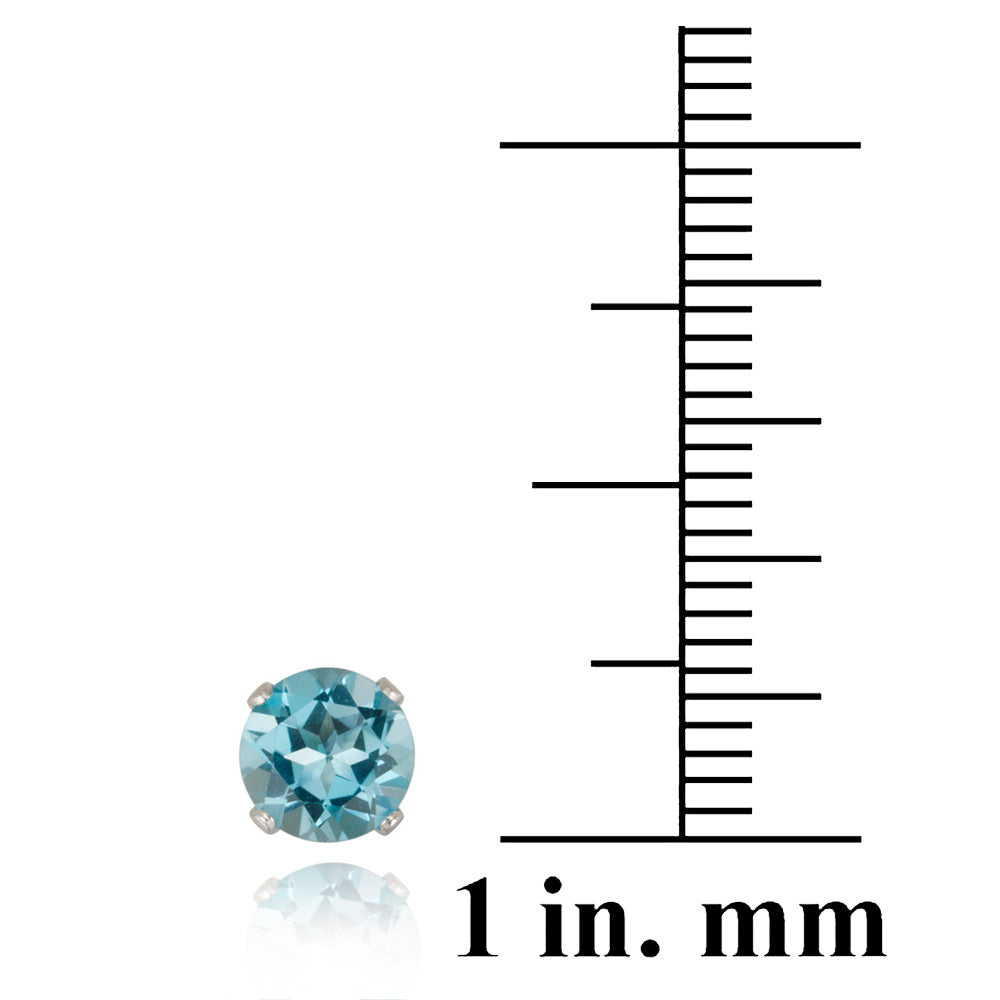 Sterling Silver 2.1ct Swiss Blue Topaz Stud Earrings, 6mm-4