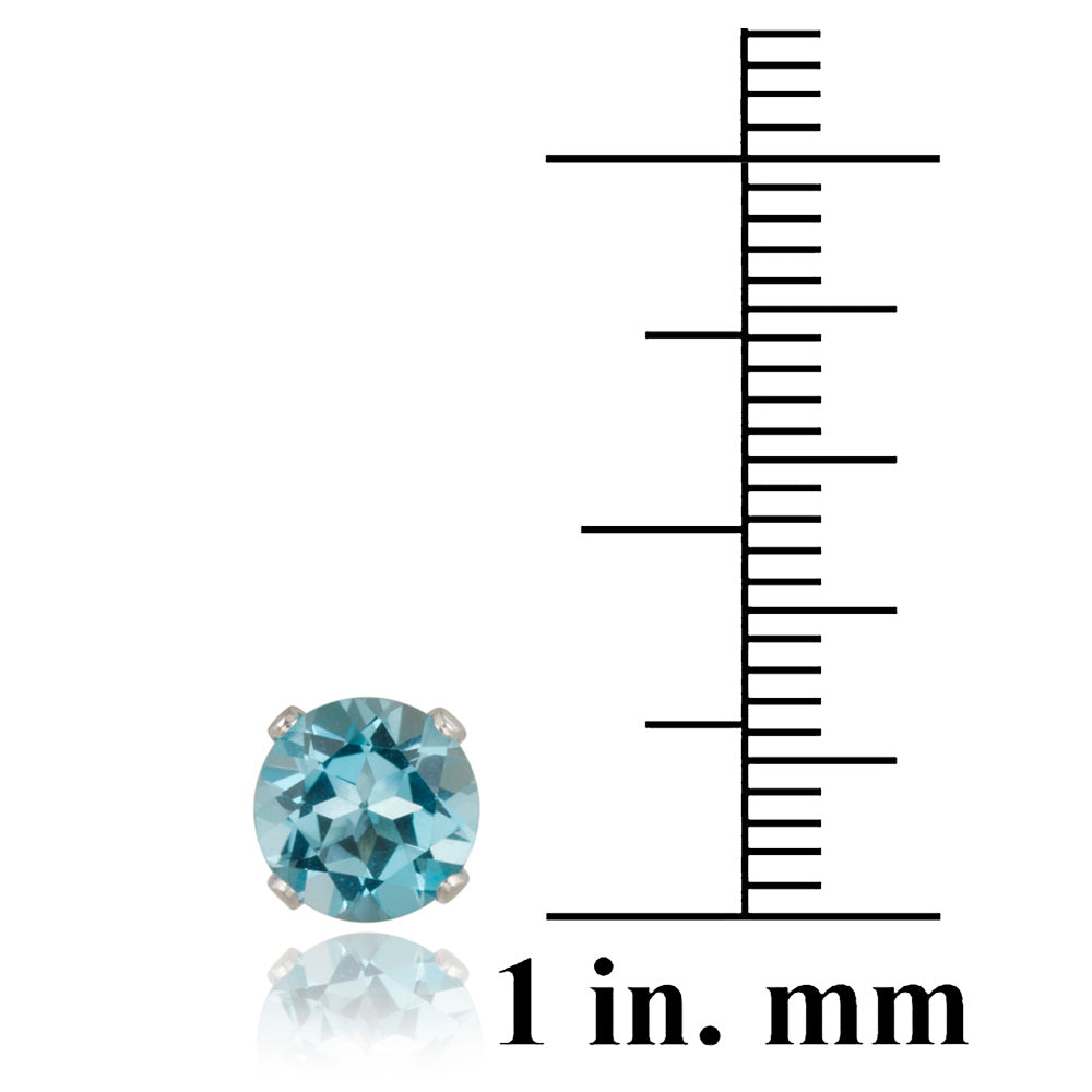 Sterling Silver 3.2ct Swiss Blue Topaz Stud Earrings, 7mm-4