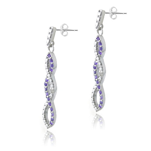 Sterling Silver 1/2 ct Amethyst & Diamond Accent Triple Infinity Dangle Earrings-2