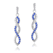 Sterling Silver 4/5ct Created Sapphire & Diamond Accent Triple Infinity Dangle Earrings