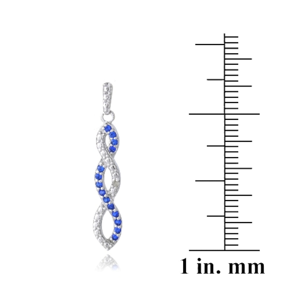 Sterling Silver 4/5ct Created Sapphire & Diamond Accent Triple Infinity Dangle Earrings-4