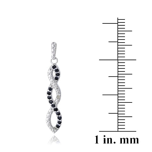 Sterling Silver 4/5ct Black Spinel & Diamond Accent Triple Infinity Dangle Earrings-3