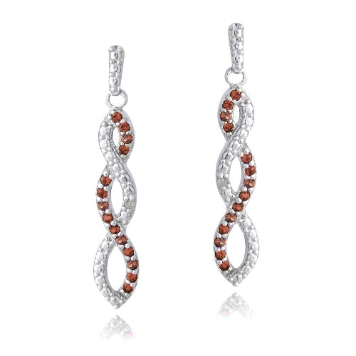 Sterling Silver 4/5ct Garnet & Diamond Accent Triple Infinity Dangle Earrings