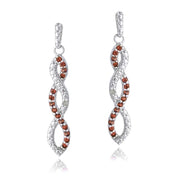 Sterling Silver 4/5ct Garnet & Diamond Accent Triple Infinity Dangle Earrings