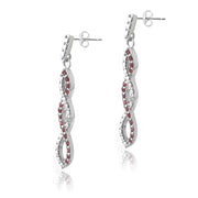 Sterling Silver 4/5ct Garnet & Diamond Accent Triple Infinity Dangle Earrings