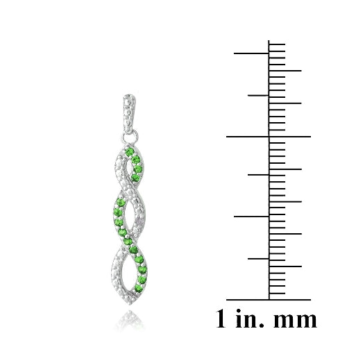 Sterling Silver 4/5ct Created Emerald & Diamond Accent Triple Infinity Dangle Earrings-3
