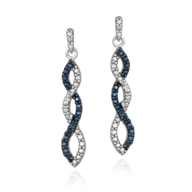 Sterling Silver Blue Diamond Accent Infinity Dangle Earrings