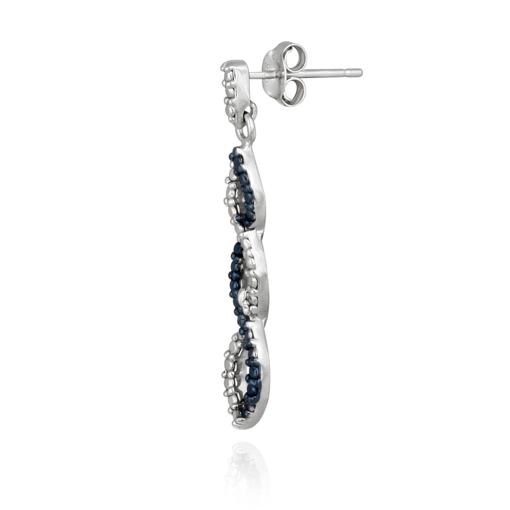 Sterling Silver Blue Diamond Accent Infinity Dangle Earrings-2