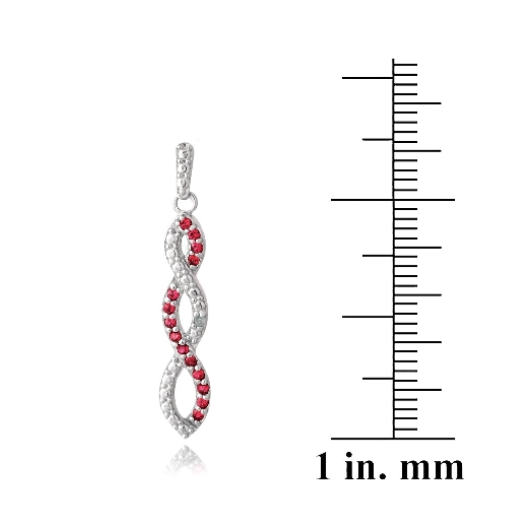 Sterling Silver 4/5ct Created Ruby & Diamond Accent Triple Infinity Dangle Earrings-3