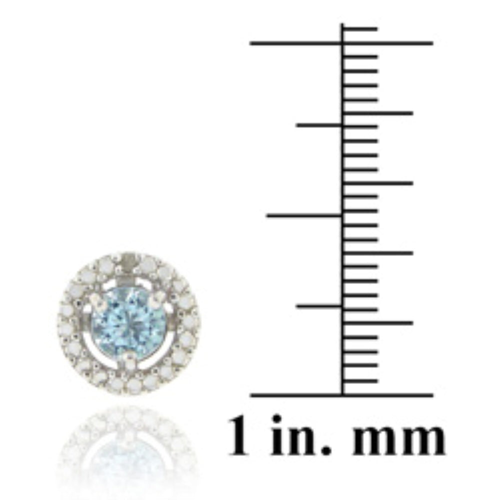 Sterling Silver Blue Topaz & Diamond Accent Stud Earrings-3