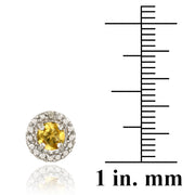 Sterling Silver Citrine & Diamond Accent Stud Earrings