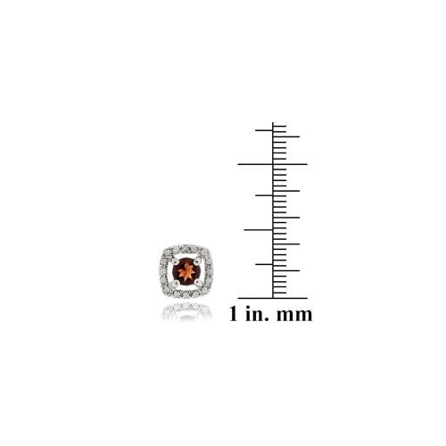 Sterling Silver Garnet & Diamond Accent Square Stud Earrings-3