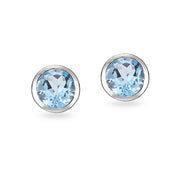 Sterling Silver Blue Topaz 5mm Round Solitaire Stud Earrings