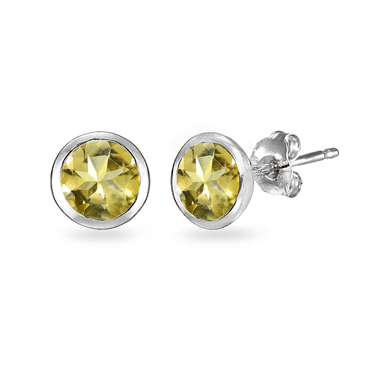 Sterling Silver Citrine 5mm Round Solitaire Stud Earrings