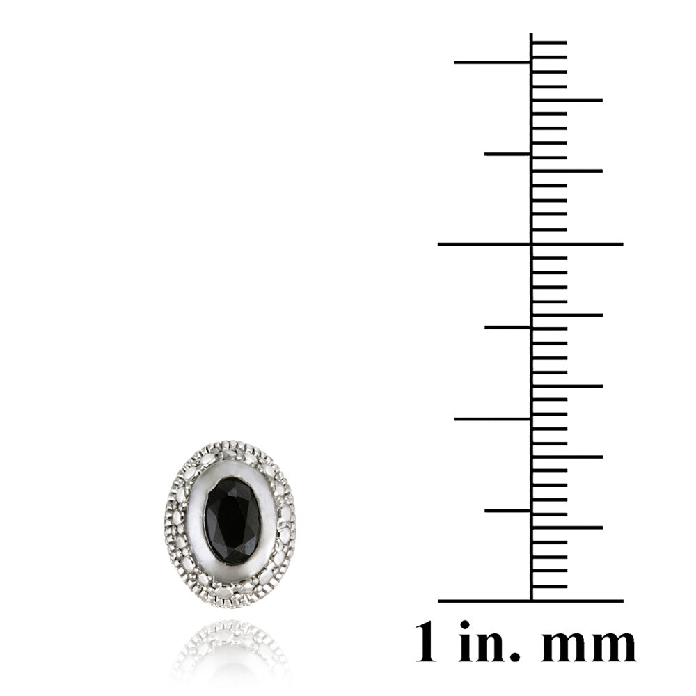 Sterling Silver 1.2ct Sapphire & Diamond Accent Oval Stud Earrings-4