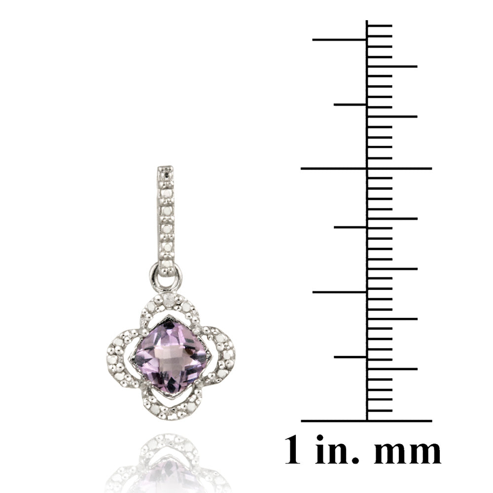 Sterling Silver Amethyst & Diamond Accent Flower Dangle Earrings-3